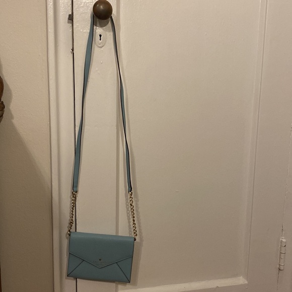 Kate Spade powder blue envelope wallet purse with matching blue/gold chain - Picture 8 of 8